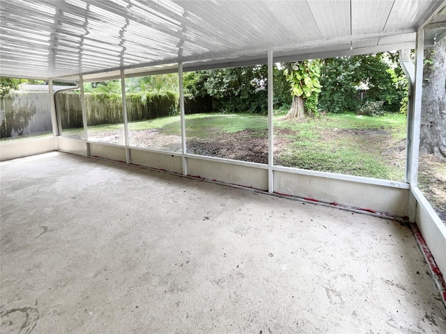 view of unfurnished sunroom