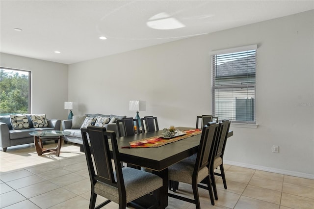 view of tiled dining area