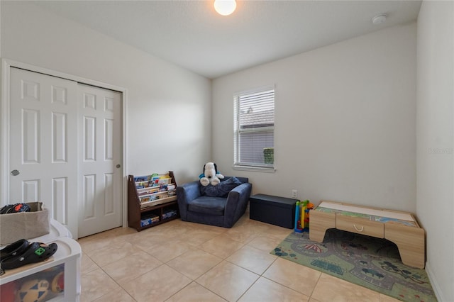 interior space featuring light tile patterned flooring