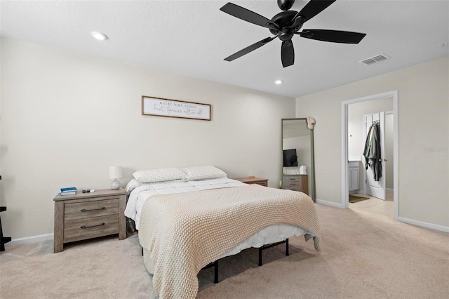 1820 Holden Ridge Ln, Clermont, FL 34715 - bedroom featuring light carpet, visible vents, recessed lighting, and baseboards
