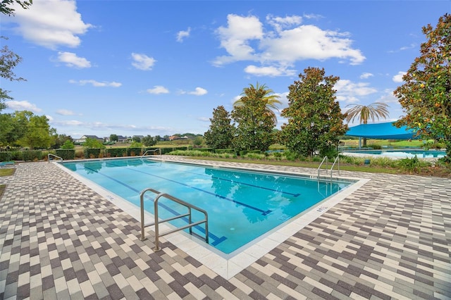 view of pool featuring a patio