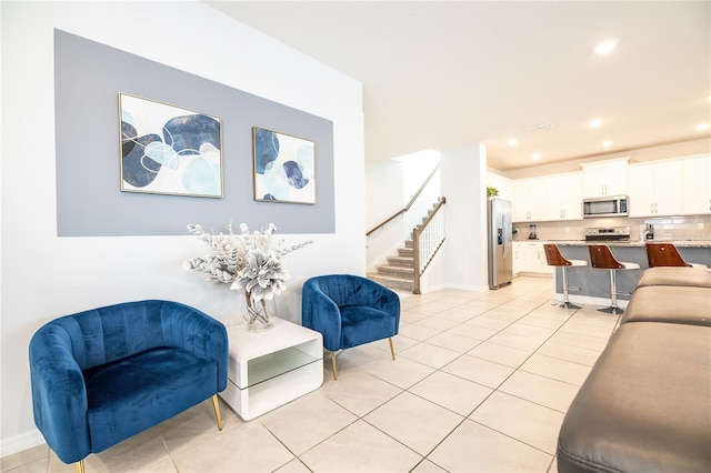 view of tiled living room