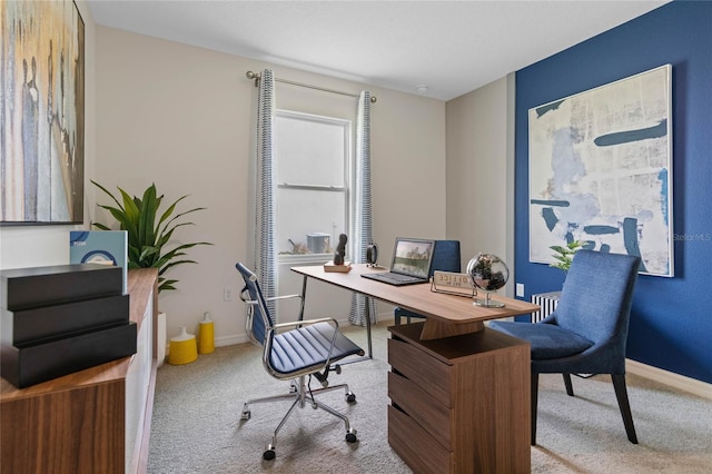 view of carpeted home office