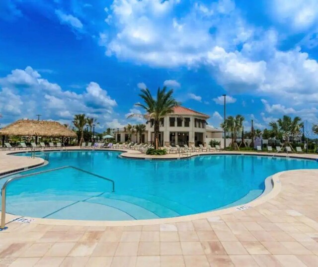 view of pool featuring a patio