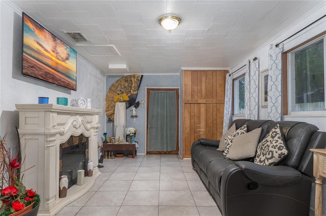 view of tiled living room