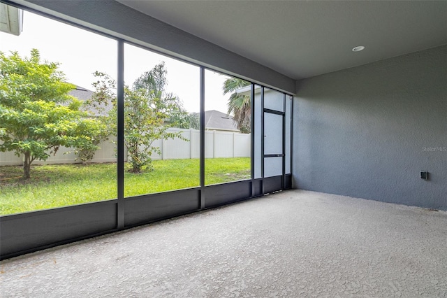 view of unfurnished sunroom