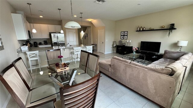 living room featuring sink