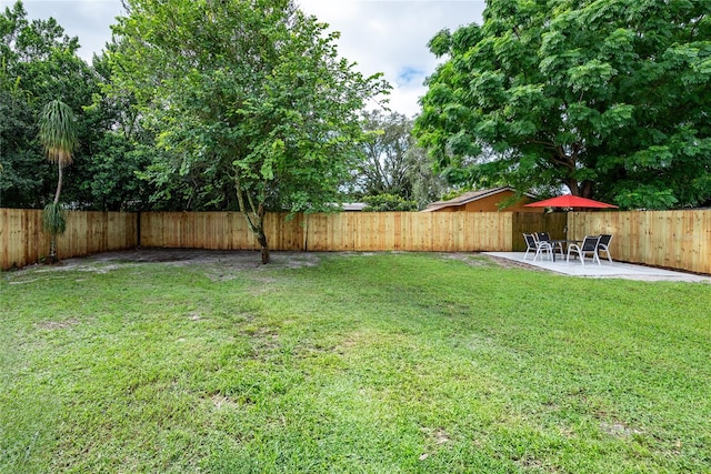 view of yard featuring a patio