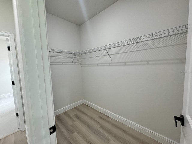 spacious closet with light hardwood / wood-style floors