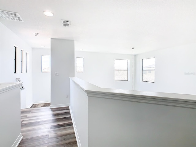 hallway featuring dark hardwood / wood-style floors