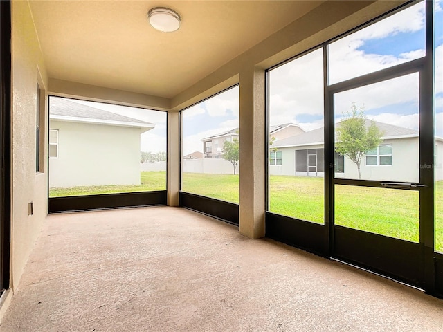 view of unfurnished sunroom