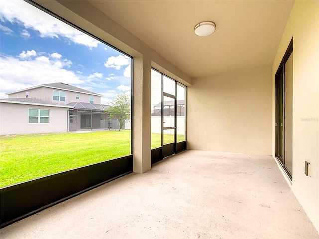 view of unfurnished sunroom