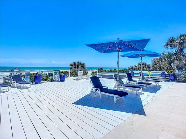 deck with a water view