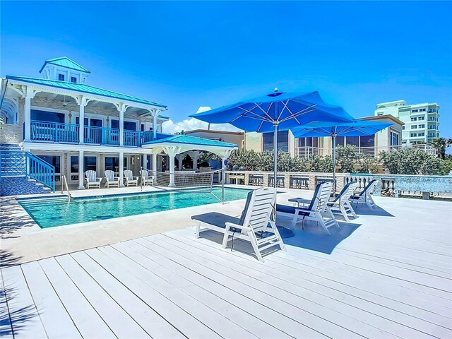 view of pool with a gazebo and a patio area