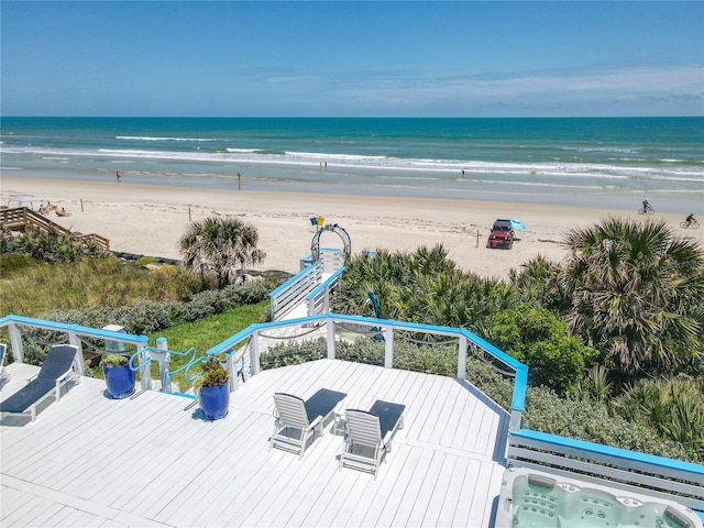 exterior space featuring a view of the beach