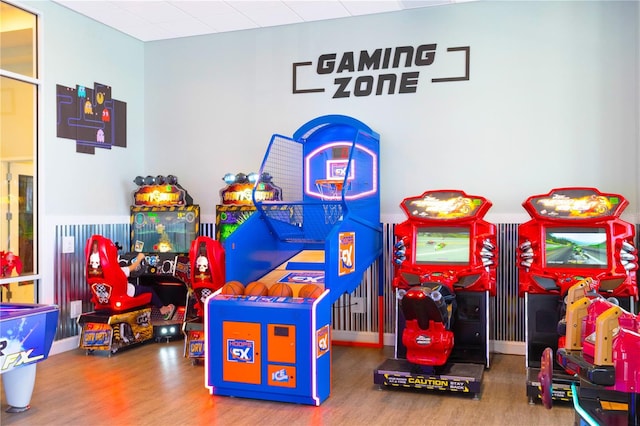 recreation room featuring hardwood / wood-style floors