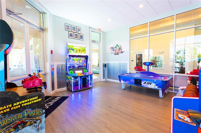 recreation room featuring hardwood / wood-style floors