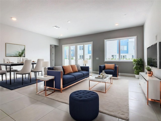 view of tiled living room