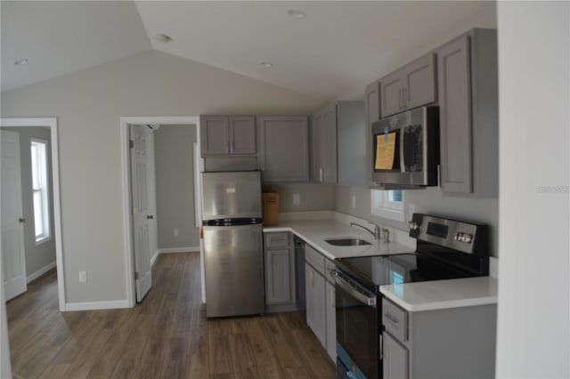 575 2nd St, Oviedo, FL 32765 - kitchen featuring sink, stainless steel appliances, a wealth of natural light, and gray cabinets
