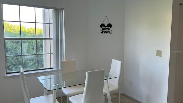 dining space with baseboards