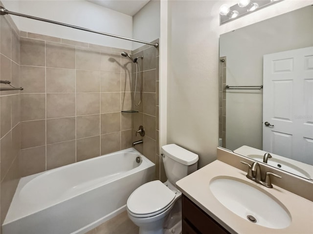 full bathroom with vanity, bathing tub / shower combination, and toilet