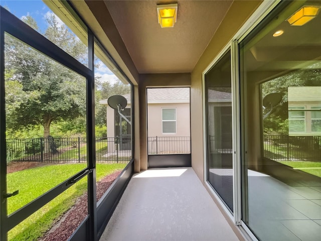 view of unfurnished sunroom