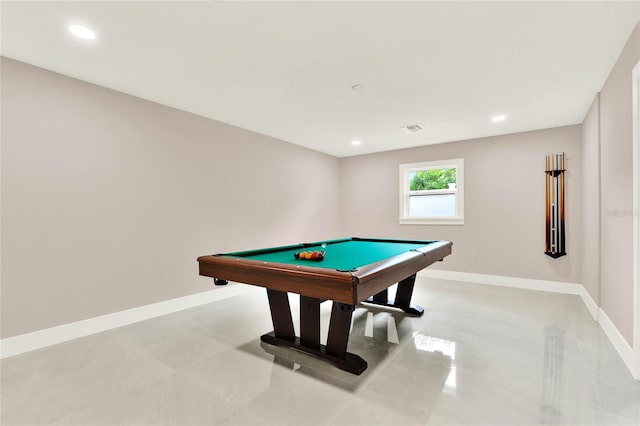 rec room with billiards