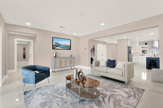 view of tiled living room