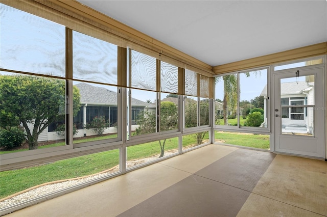 view of unfurnished sunroom