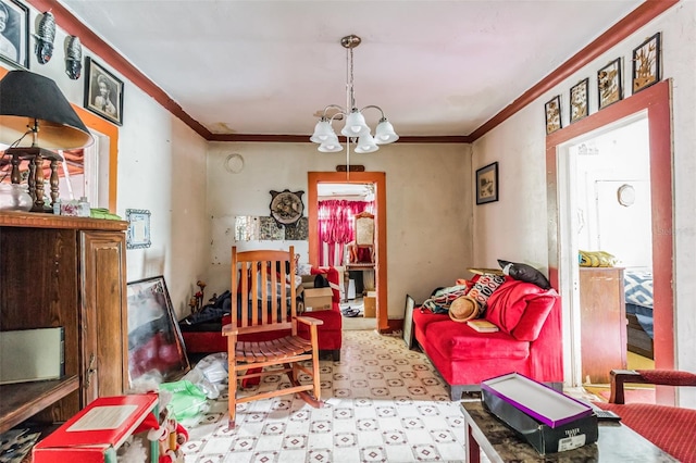 404 SE 15th St, Gainesville, FL 32641 - sitting room with crown molding and a chandelier