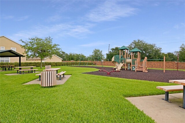 view of play area with a lawn