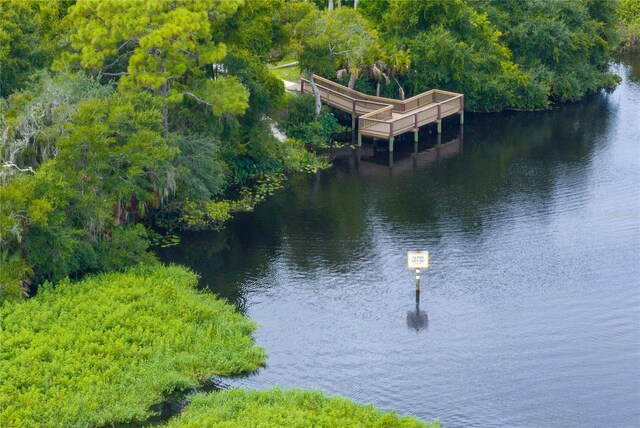 aerial view of a nearby body of water