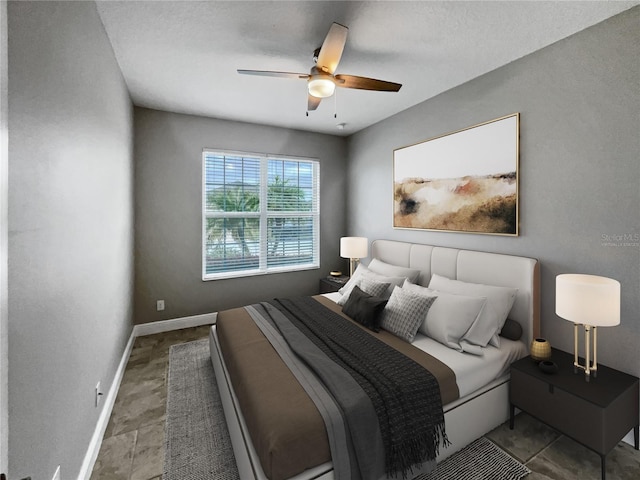 bedroom featuring ceiling fan