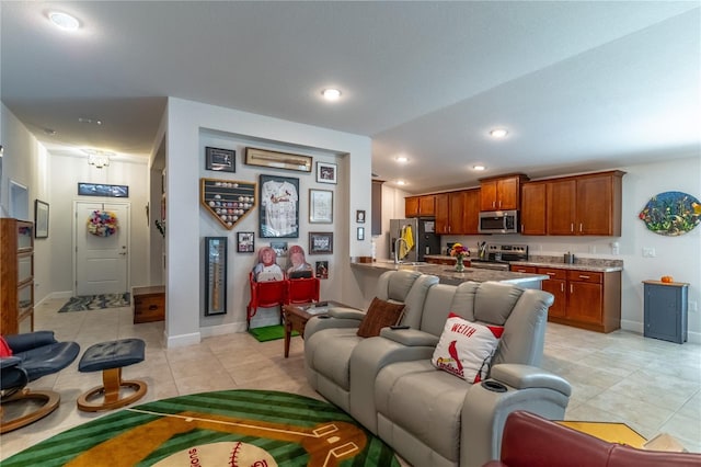 view of tiled living room