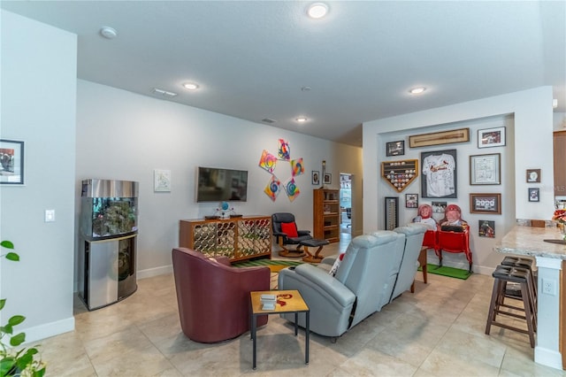 view of tiled living room