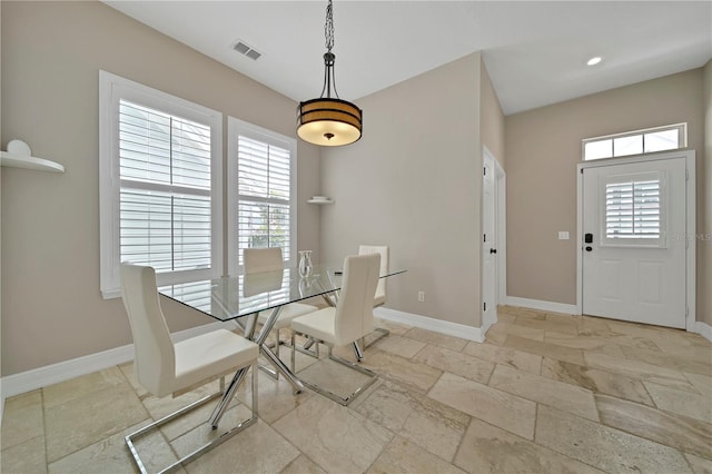 view of unfurnished dining area