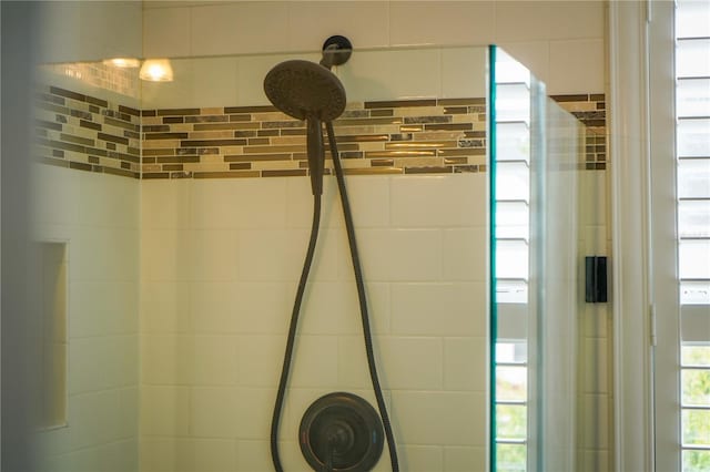 interior details featuring walk in shower