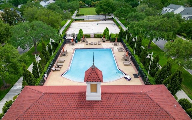 view of pool featuring a patio