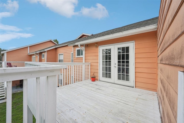 wooden deck with french doors