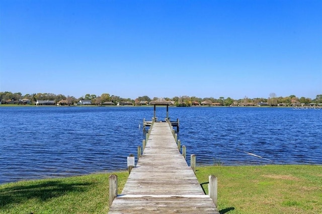 dock area featuring a water view