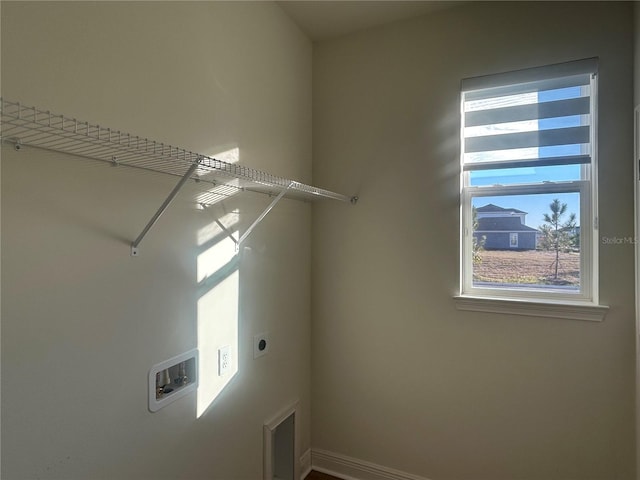 laundry room with electric dryer hookup and hookup for a washing machine