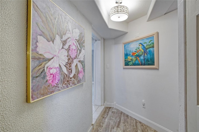 corridor with hardwood / wood-style floors