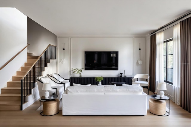 living room featuring light hardwood / wood-style flooring