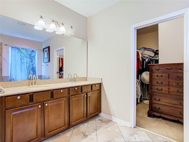 bathroom featuring vanity and tile patterned floors