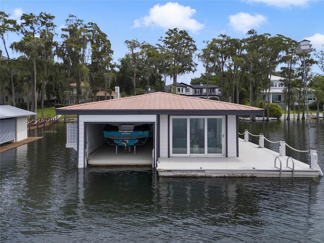 dock area featuring a water view