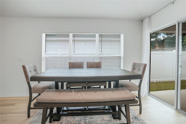 dining room with light hardwood / wood-style flooring