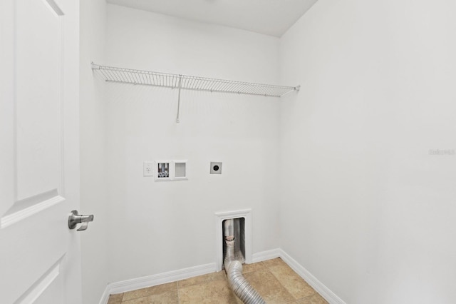 laundry room with hookup for an electric dryer and hookup for a washing machine