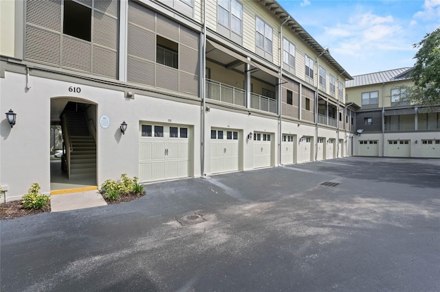 view of building exterior featuring a garage