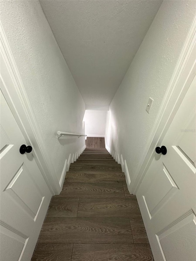 stairs with wood-type flooring