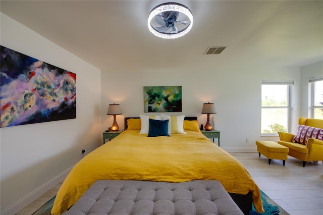 bedroom featuring light wood-type flooring